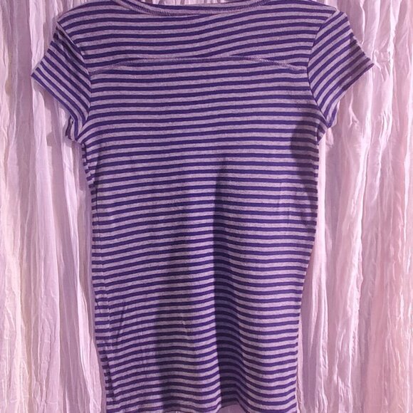 Blue and Gray Striped Stretchy Tee - Picture 3 of 4